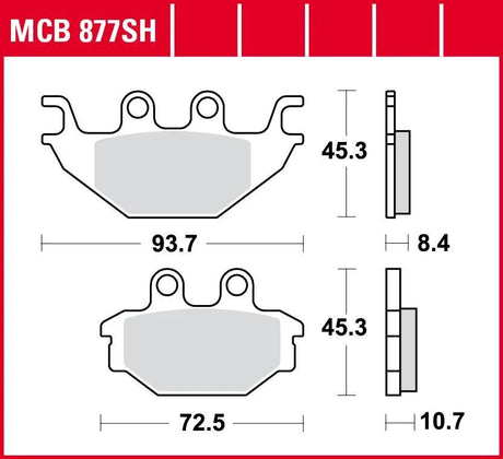 TRW plaquettes de frein mcb 877 plaquette de frein mcb 877 sh métal fritté