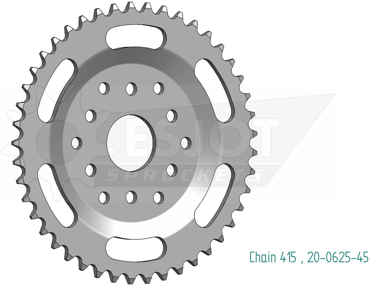 Esjot pignon arrière 0625 roue à chaîne 415 45z acier argent