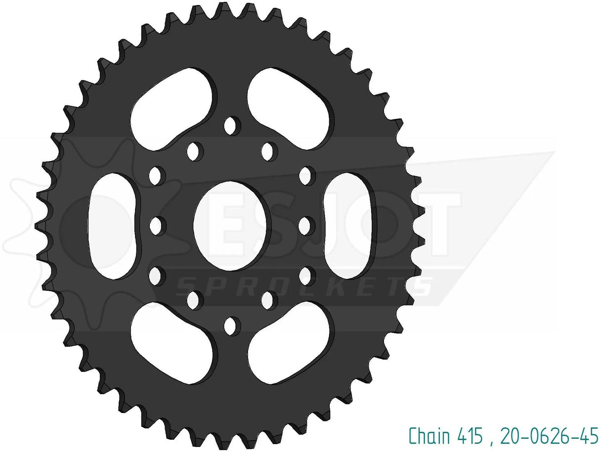 Esjot pignon arrière 0626 roue à chaîne 415 45z acier noir