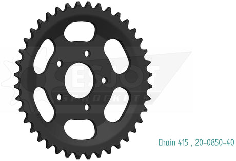 Esjot pignon arrière 0850 roue à chaîne 415 40z acier noir