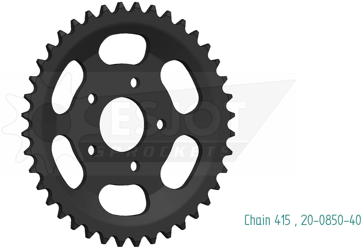 Esjot pignon arrière 0850 roue à chaîne 415 45z acier noir