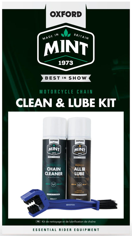 Kit d'entretien de chaîne Mint Oxford, kit de lubrifiant pour chaîne de moto, ensemble d'entretien de chaîne Oxford