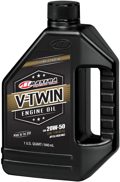 Huiles de course Maxima pour phares synthétiques V-Twin. huile moteur maxima v-twin full synth. 20w-50 946ml