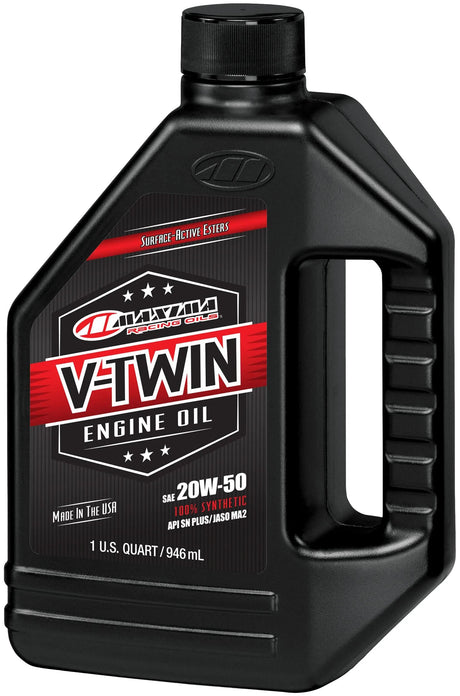 Huile moteur Maxima Racing Oils V-Twin entièrement synthétique. huile moteur maxima v-twin full synt. 20w-50 946ml