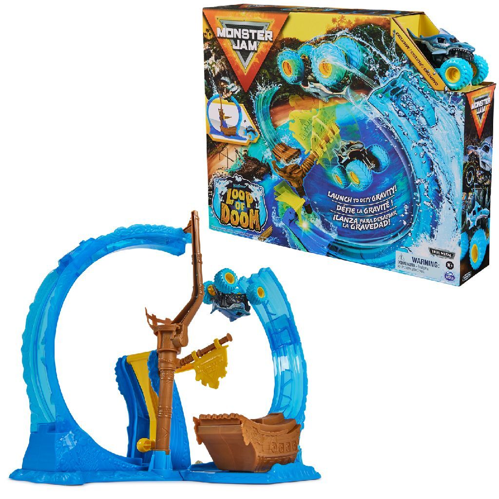 Monster Jam Megalodon Loop or Doom Stunt Play Set