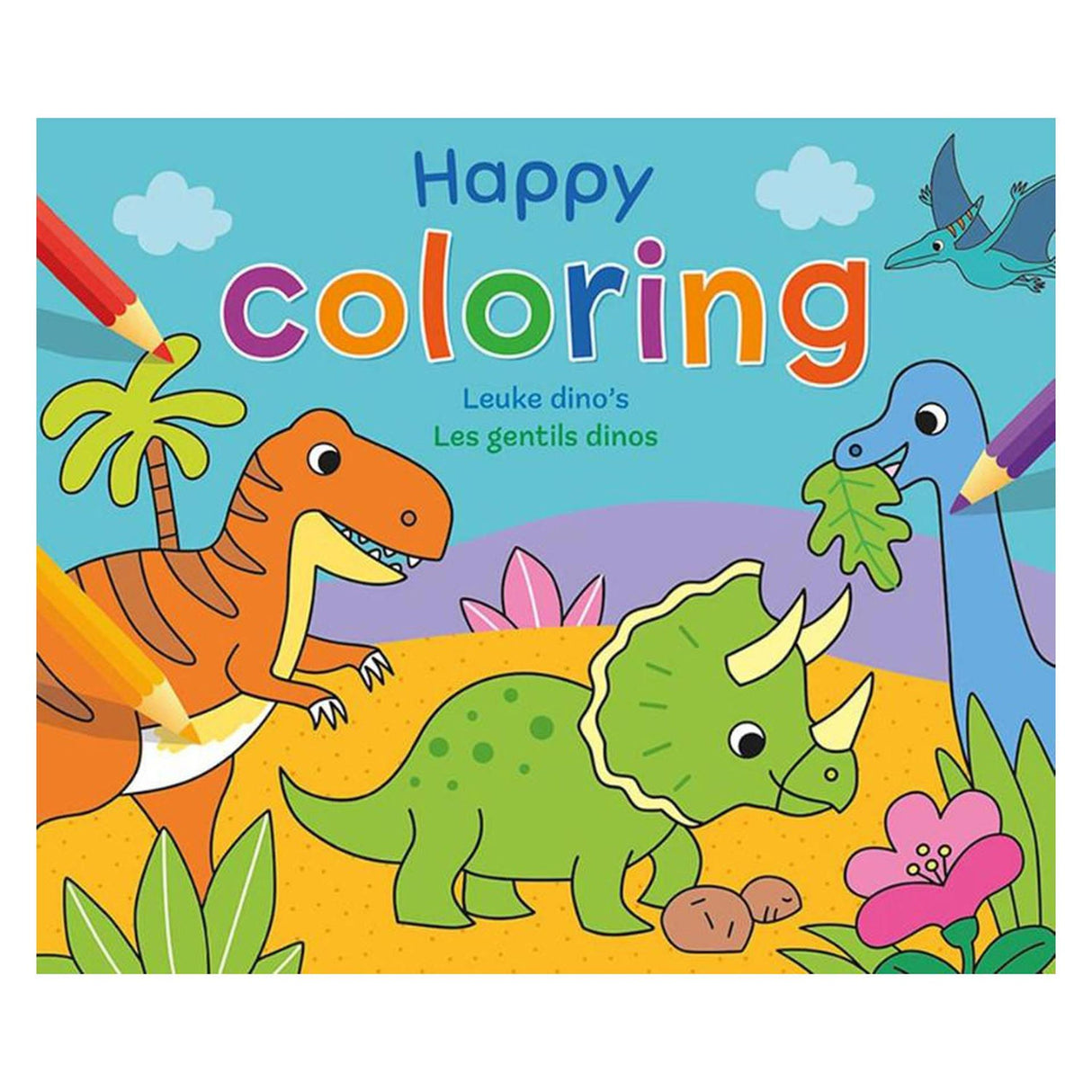 Coloriage heureux Deltas - dinosaures amusants