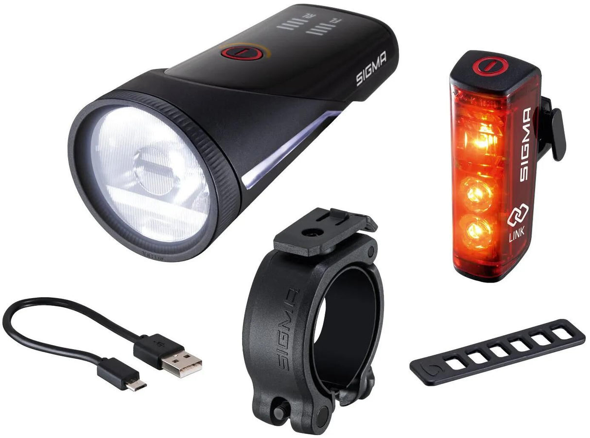 Sigma sport ensemble d'éclairage sigma aura 100 link qr + blaze link usb