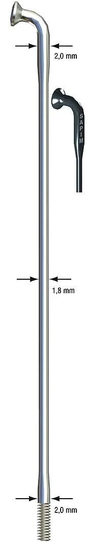 Sapim rayon course rayon course inox 2x1,8x258mm db sil.