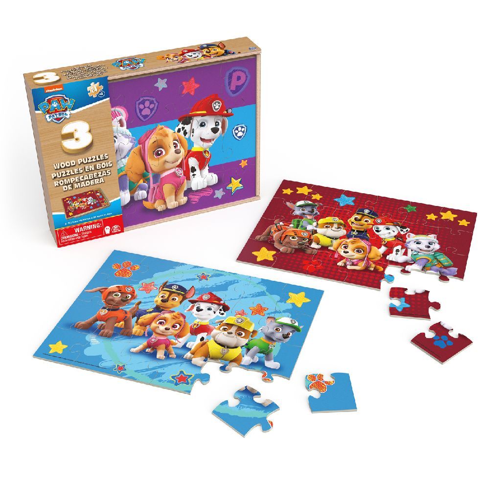 PAW PATROL 3IN1 Puzzle de madera en la caja 3x24 piezas