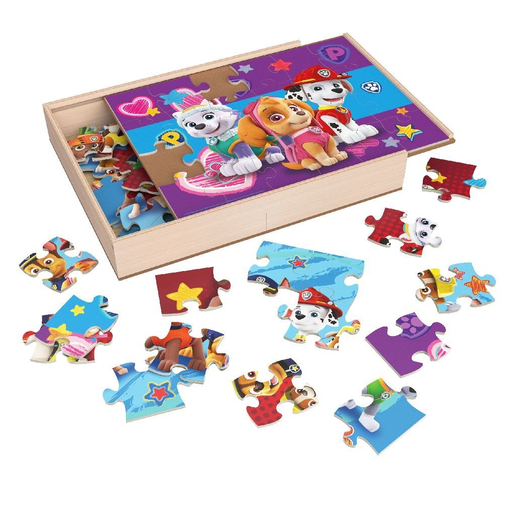 Paw patrol 3in1 houten puzzel in doosje 3x24 stukjes