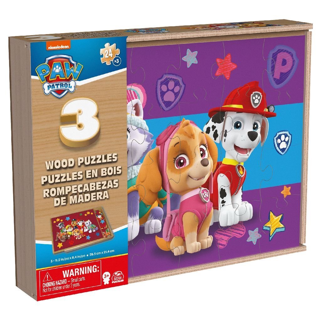 PAW PATROL 3IN1 Puzzle de madera en la caja 3x24 piezas