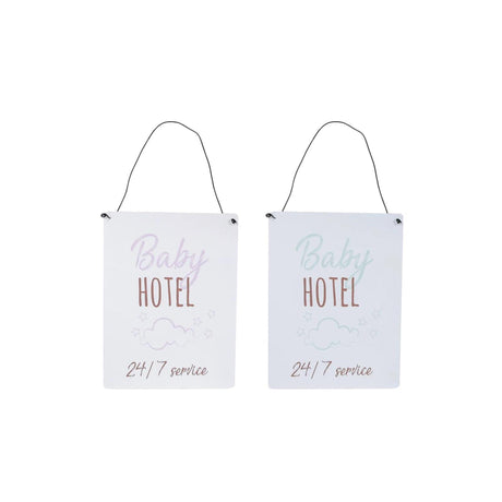 Décoration murale bébé hôtel 2 assortis 15x20 cm | 6 pièces