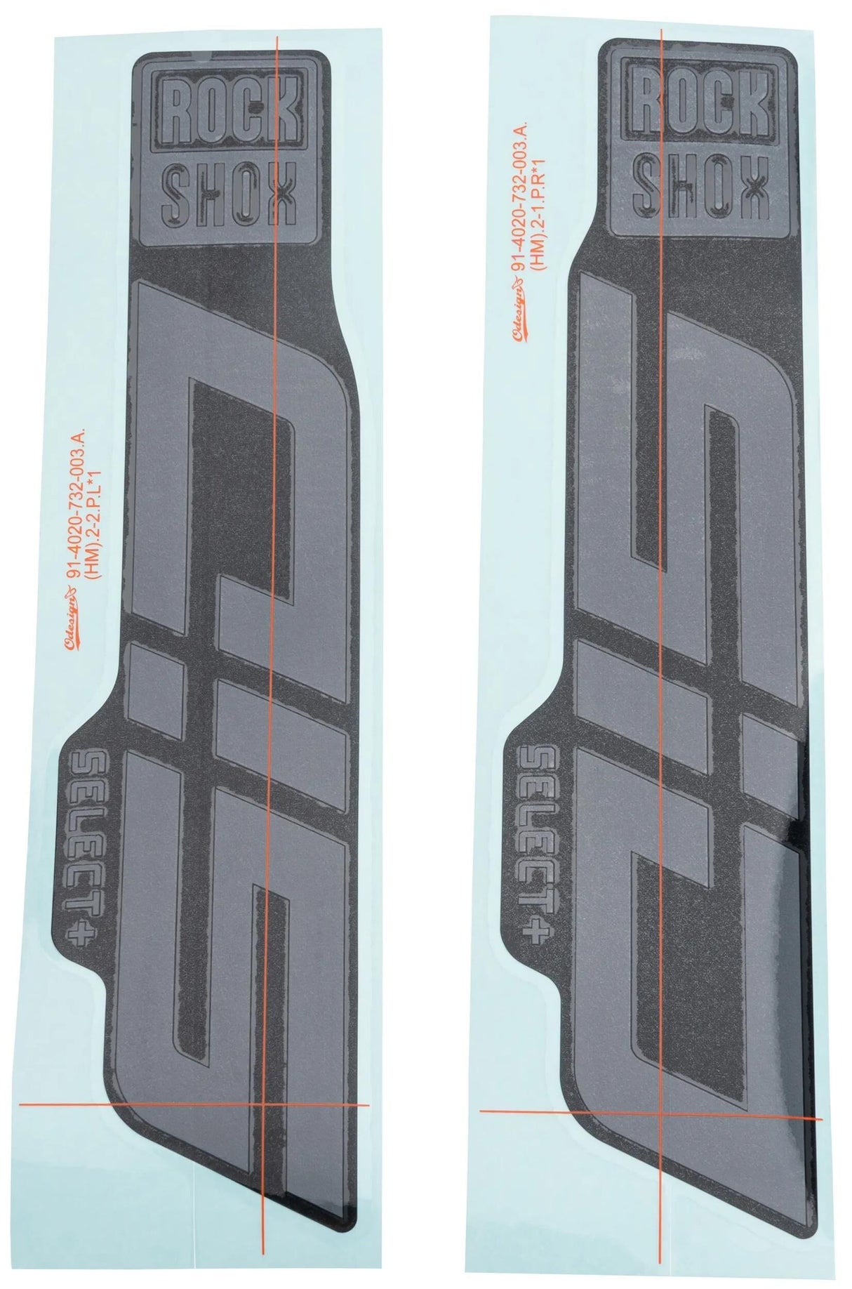 Ensemble de décalcomanies Rockshox decor set rs gris brillant 29 gris brillant f. noir 24