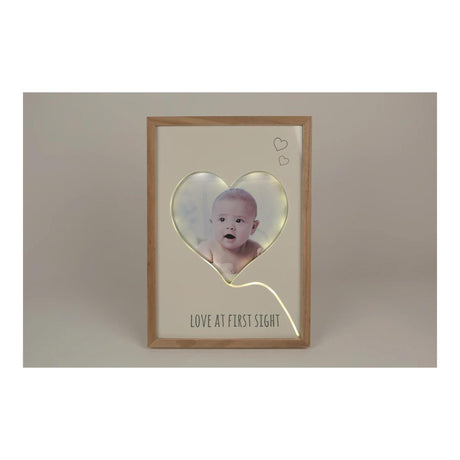 Fotolijst love first sight m led beige l.bruin hout 28x40x2cm