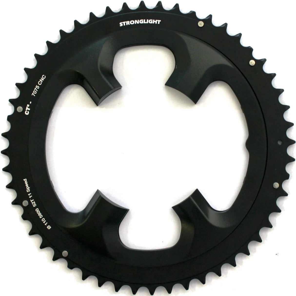 Plateau Stronglight mod. 17 anneaux de chaîne forts. 52t extérieur aluminium noir
