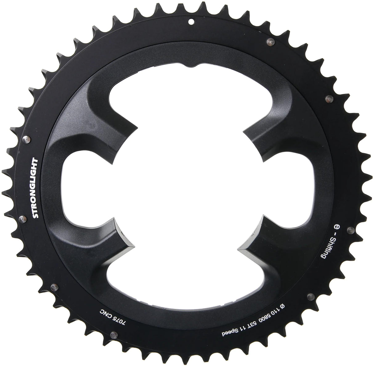 Plateau Stronglight mod. 17 anneaux de chaîne forts. 53t extérieur aluminium noir