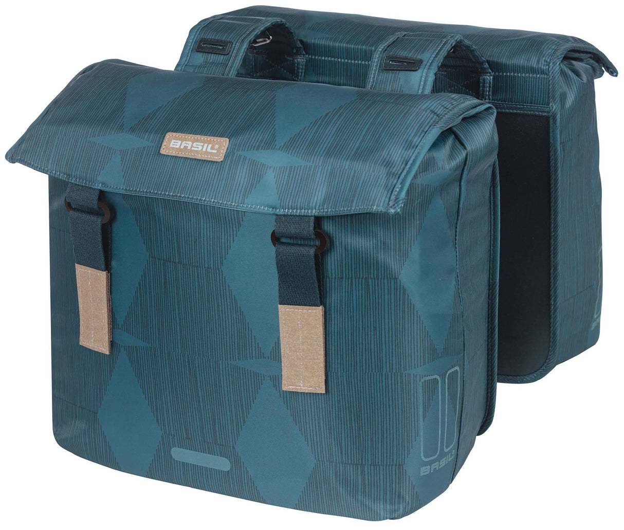 Basil Elegance Double Bicycle Sac, bleu, animal de compagnie recyclé, alimentaire, fermeture de conservation de l'eau, pont universel, 40-49L