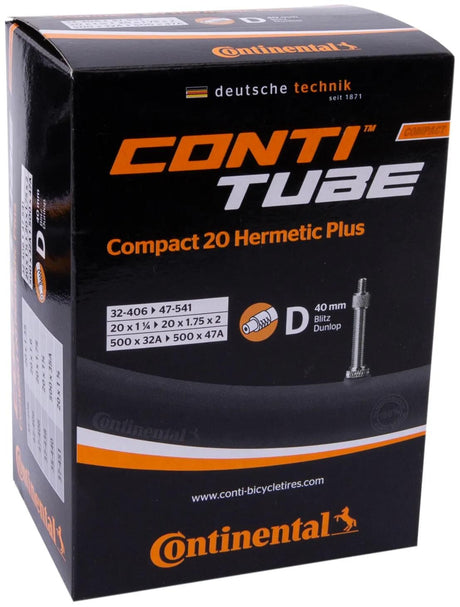 Chambre à air Continental compact 20 hermétique plus, tube renforcé conti compact 20 hermétique plus dv 40mm
