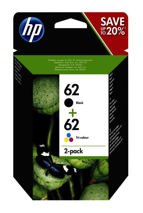 Cartouche d'encre HP n9j71ae numéro 62 2 pièces cyan jaune magenta noir