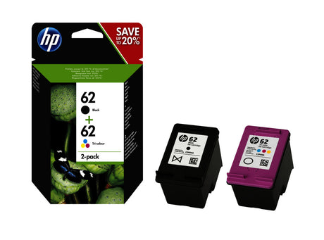 Cartouche d'encre HP n9j71ae numéro 62 2 pièces cyan jaune magenta noir