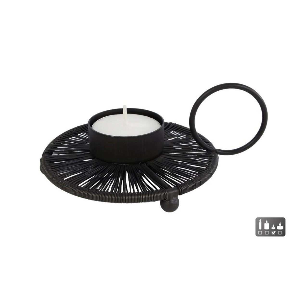 Cosydecor photophore fil métal noir 14x11x4cm (sans bougie chauffe-plat)