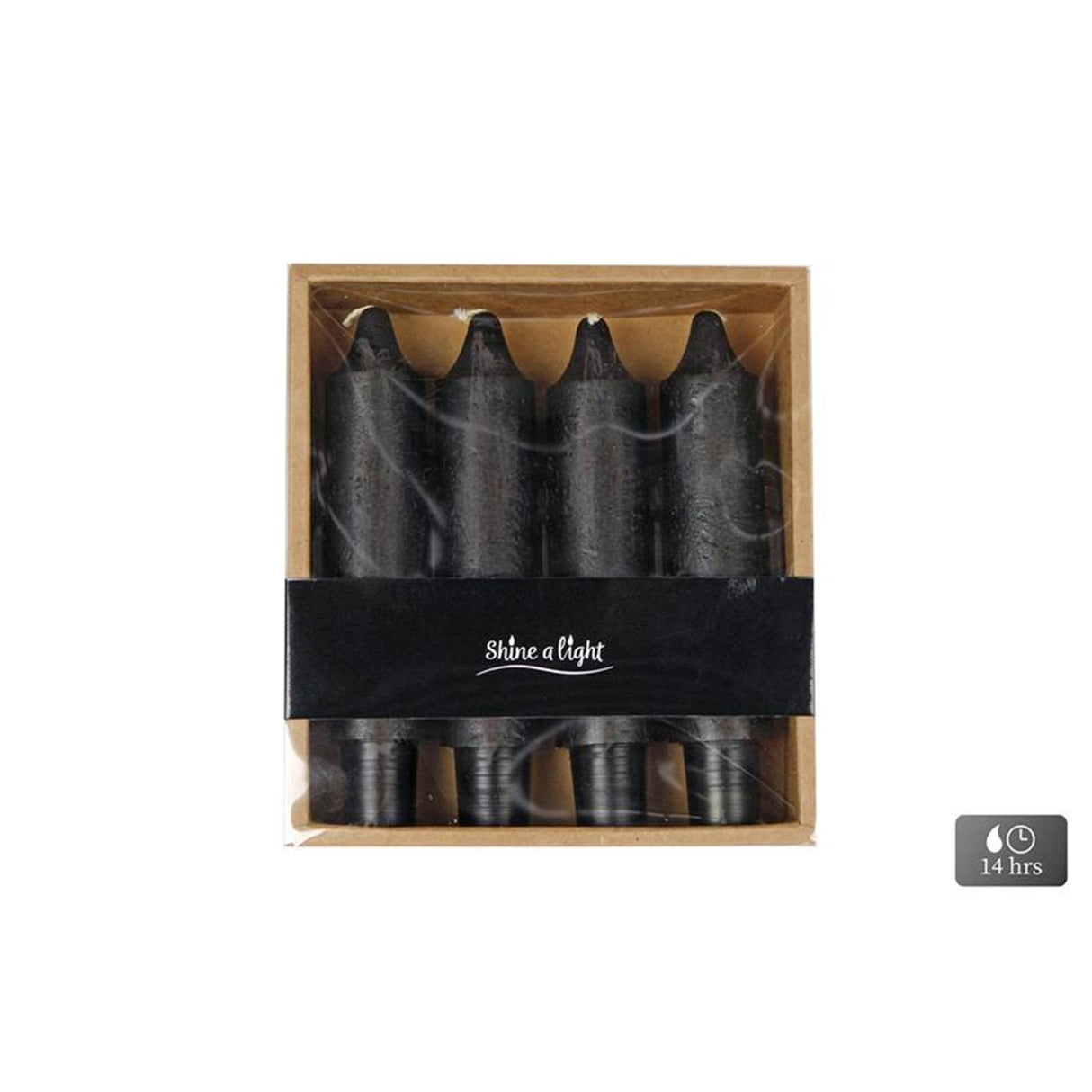Cosydecor bougie de table noir 3x3x15cm 4 pièces