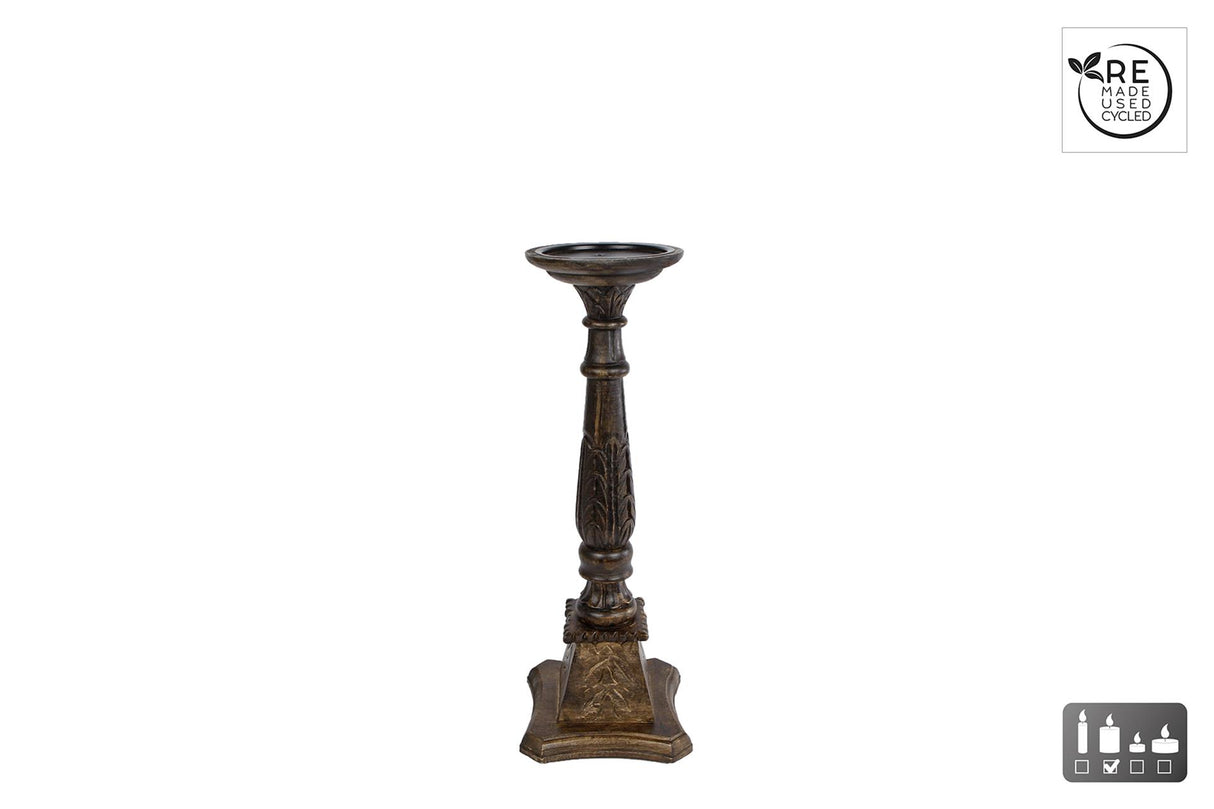 Cozydecor bougeoir cathédrale bois noir h44cm