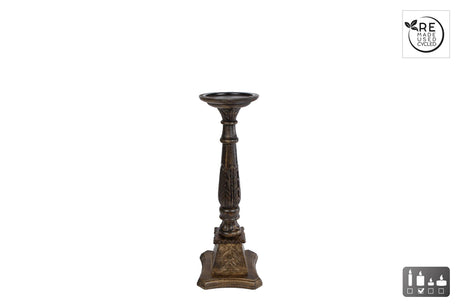 Cozydecor bougeoir cathédrale bois noir h44cm