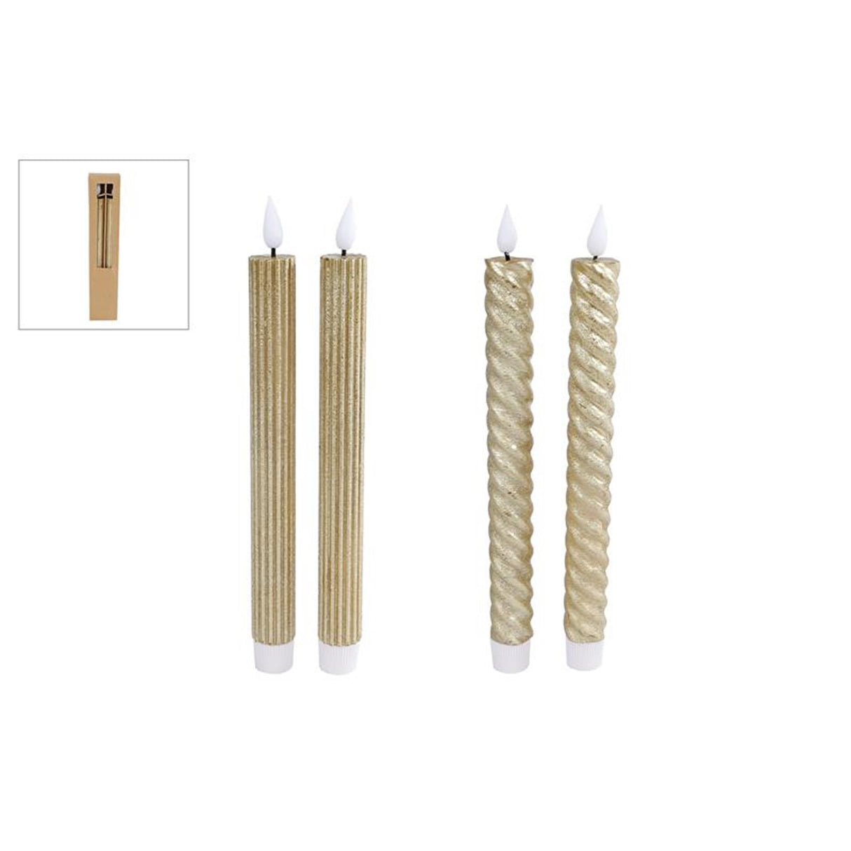 Cozydecor bougie LED or 2,4x25cm lot de 2 pièces