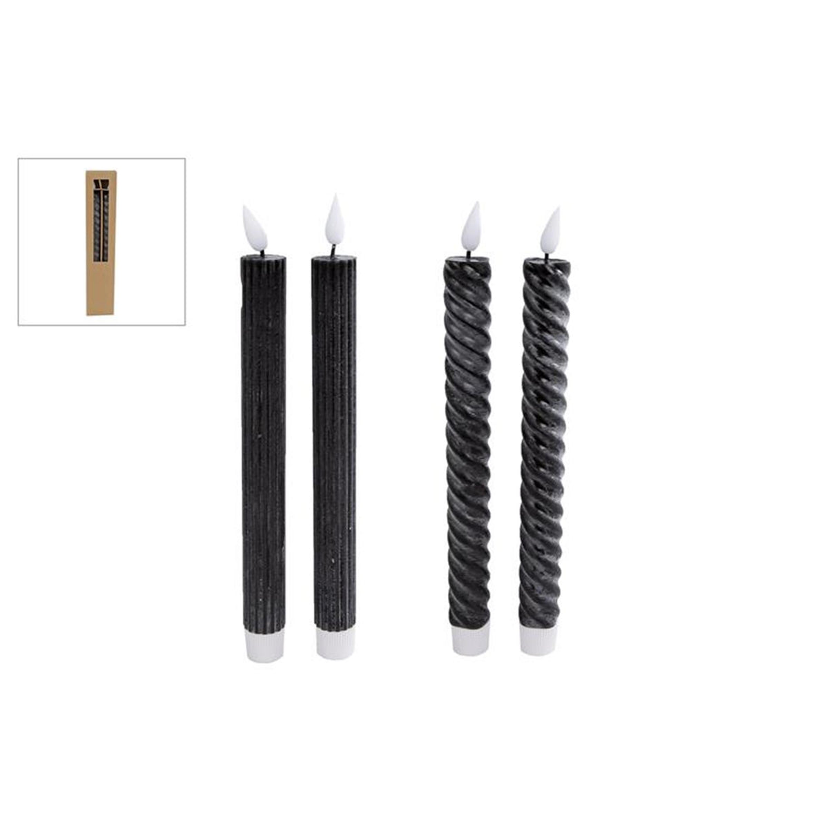 Bougie Cozydecor LED noire 25cm lot de 2 pièces