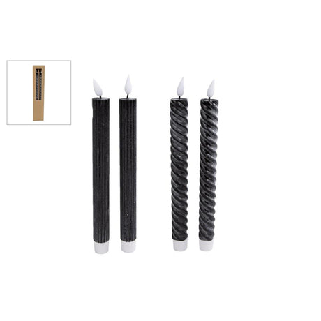 Bougie Cozydecor LED noire 25cm lot de 2 pièces