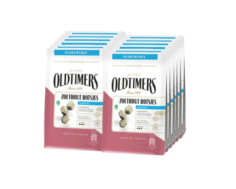 Sachet de roches de réglisse Oldtimers sans sucre (12x100gr)