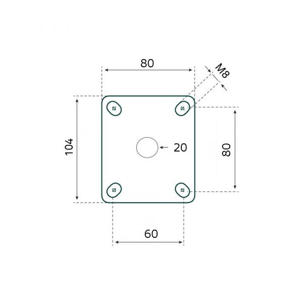 Tarsus Zwenkwiel 100 mm. Weiß