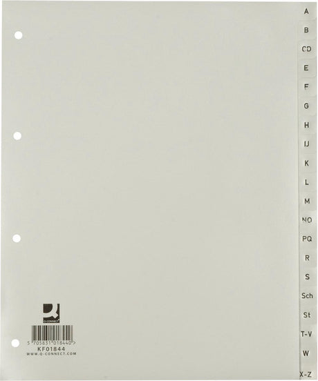 Onglets alphabétiques Q-connect, a4, pp, 20 onglets, gris