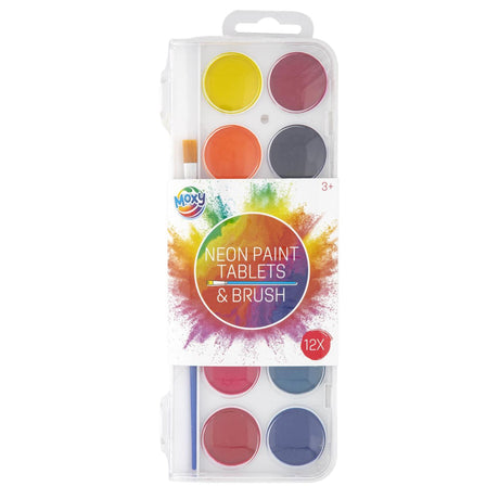 Palette de peinture de groupe d'artisanat créatif néon avec pinceau