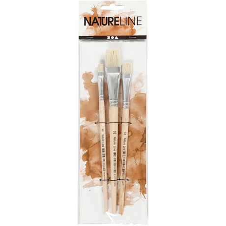 Pinceaux Creativ company nature line, taille 8+12+20, l: 18,5-20,5 cm, l: 10-20 mm, plats, 3 pièces 1 boîte