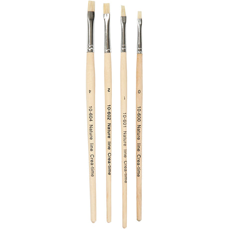 Pinceaux Creativ company nature line, taille 00+1+2+4, l: 18,5-19 cm, l: 5-7 mm, plats, 4 pièces 1 boîte