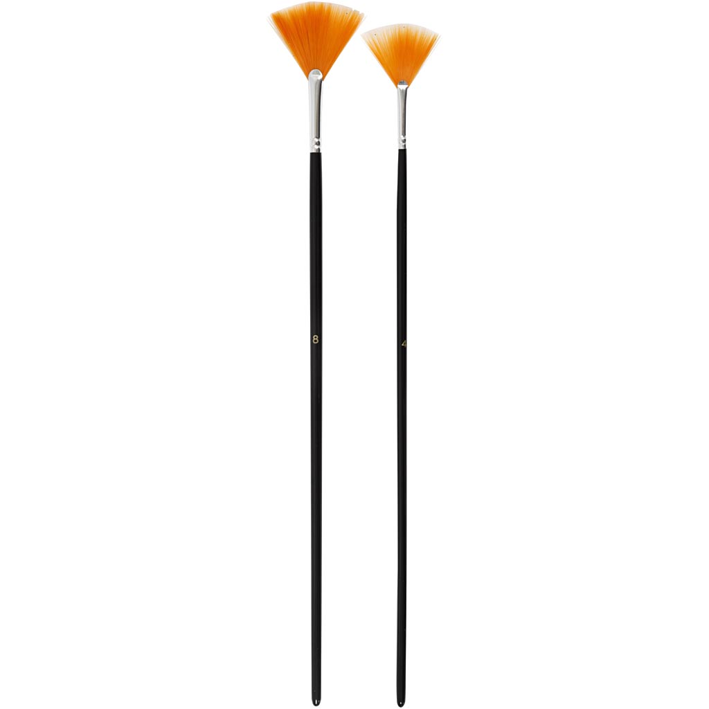 Creativ company pinceaux éventail Gold Line, taille 4+8, l: 29-30 cm, l: 2-3 mm, éventail, 2 pièces 1 boîte