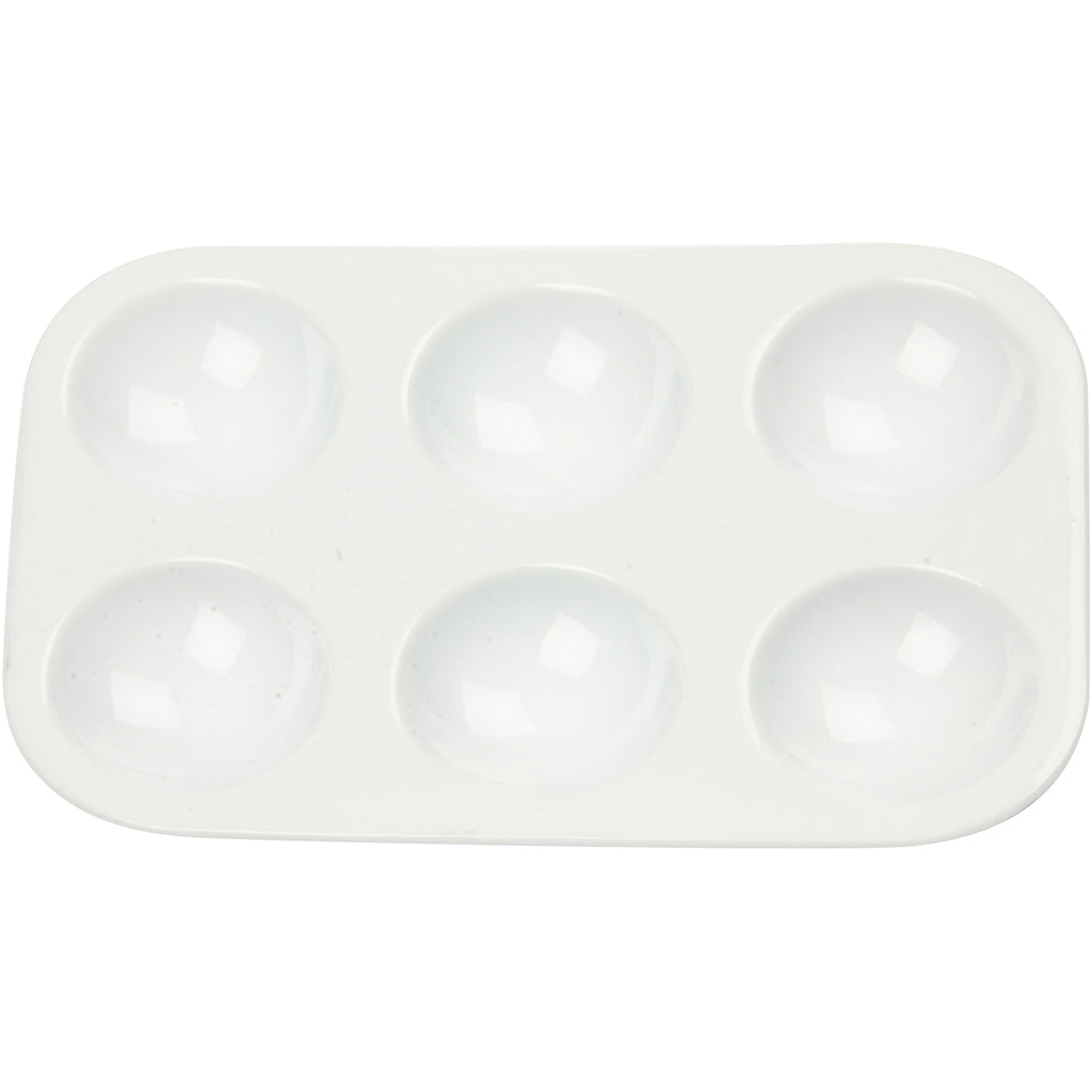 Société Creativ https: www.ccobby.nl palette-rectangulaire-palette-avec-6-compartments-dimensions-13x8-5-cm-blanc-1-pièce