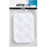 Société Creativ https: www.ccobby.nl palette-rectangulaire-palette-avec-6-compartments-dimensions-13x8-5-cm-blanc-1-pièce