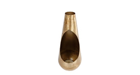 Windlicht flame s warm goud metaal 21x8x8cm