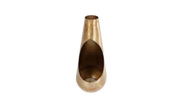 Windlicht flame s warm goud metaal 21x8x8cm