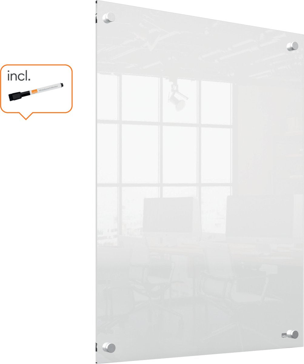 Mini tableau blanc mural portable effaçable à sec Nobo - 600 x 450 millimètres - avec marqueur pour tableau blanc - acrylique transparent