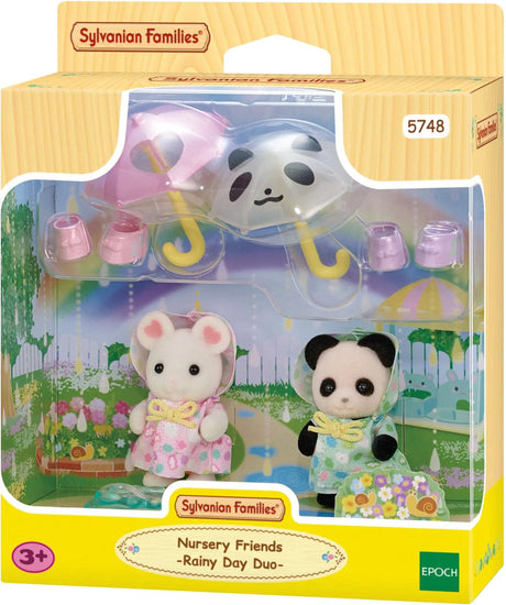 Sylvanian families 5748 duo toddler friends rainy day - including 2 velvety soft play figures