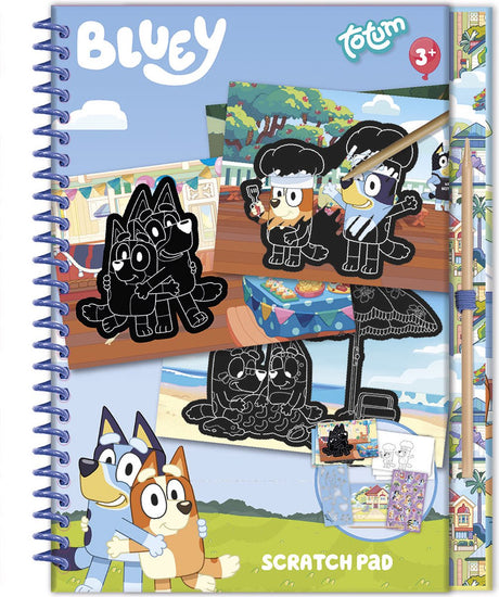 Livre d'activités de vacances Totum bluey avec cartes à gratter de luxe, pages à colorier et autocollants - Livre de dessin de 20 pièces, coloriage, jouets créatifs à gratter à partir de 3 ans