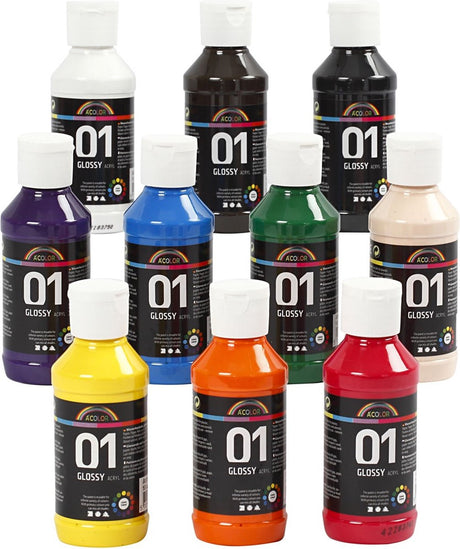 Peinture acrylique A-color - assortiment, couleurs assorties, 01 - brillante, 100 ml