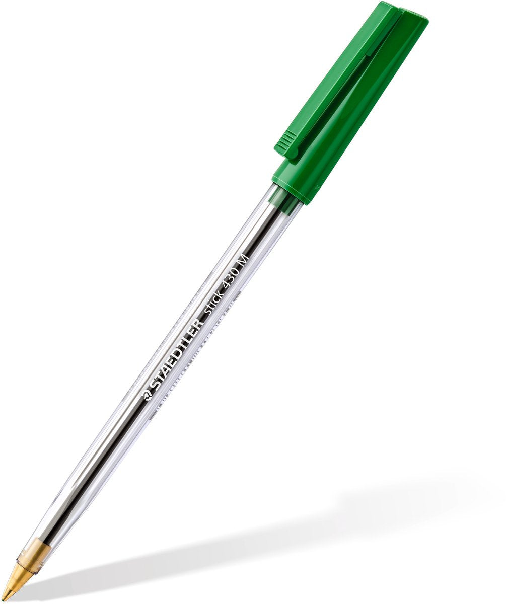 Staedtler - stick 430 - stylo à bille - moyen - vert - boîte de 10 pièces