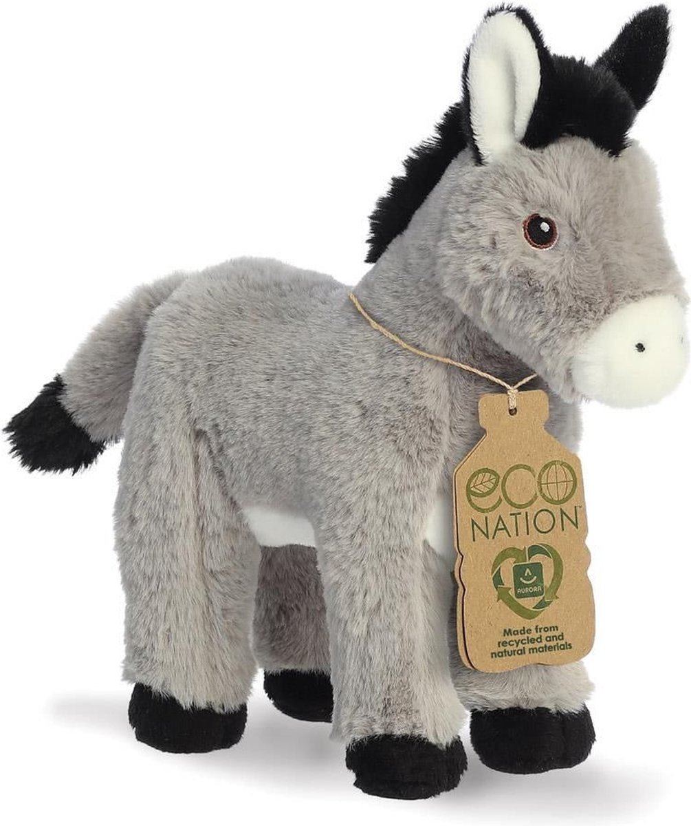 Peluche âne Aurora - eco nation - peluches animaux - 28 cm - gris - peluche animaux de la ferme