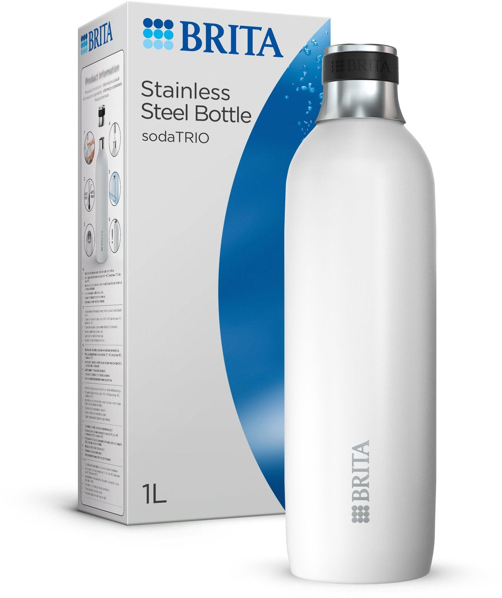 Brita - soda trio - bouteille en acier inoxydable - blanc - grand - 1 pièce