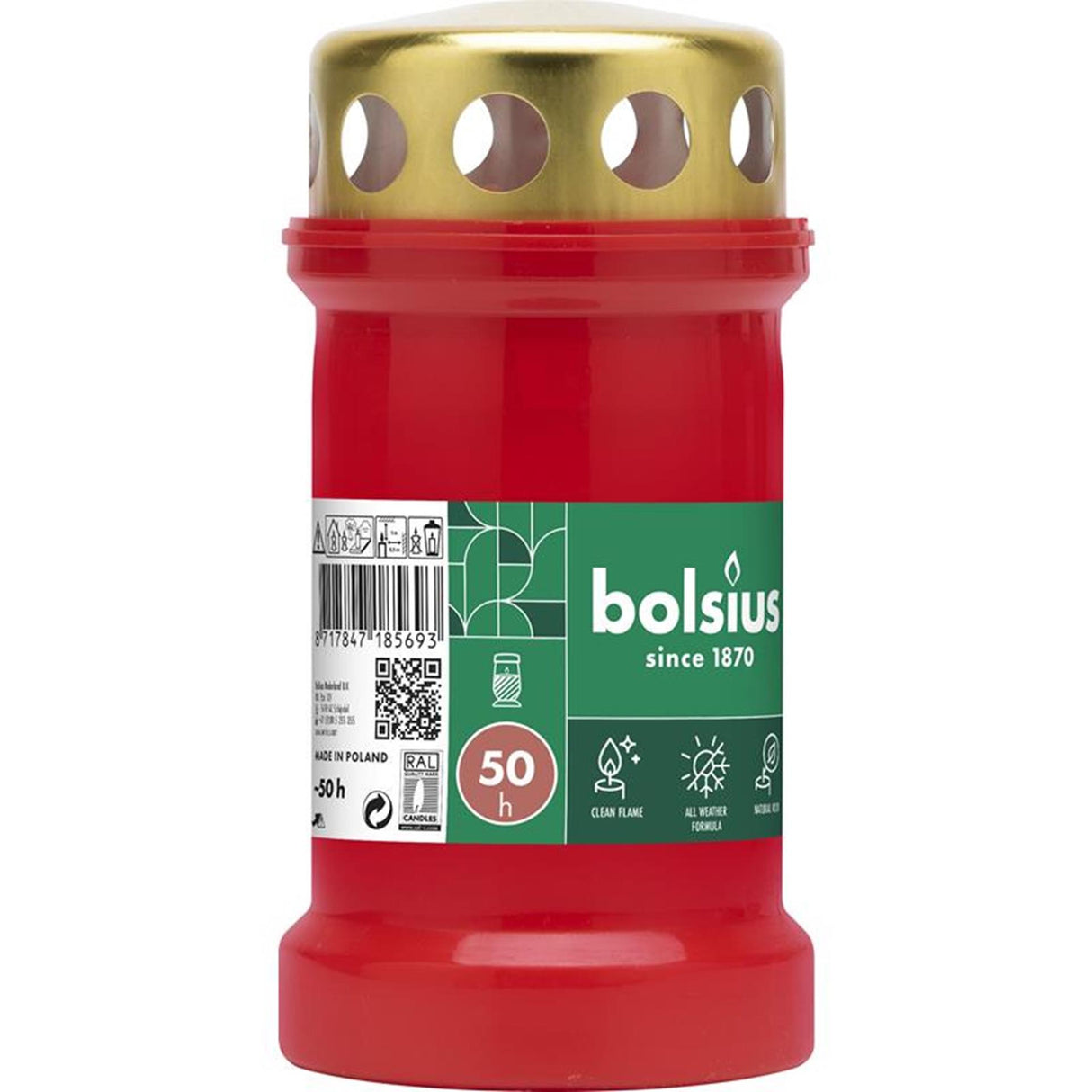 Lampe funéraire Bolsius n°3 rouge avec couvercle